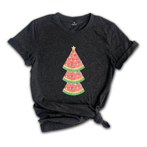 Watermelon Tree Shirt, Christmas T-Shirt, Xmas in July Shirt, Summer Santa Tshirt, Beach Christmas Gift