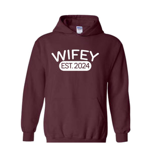 Wifey Hoodie , Wedding Gift Hoodie , Gift for Bride, New Wife Hoodie , Bridal Shower Hoodie , Newlywed Honeymoon Hoodie