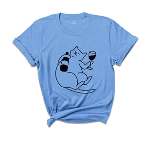 Wine Drinking Cat T-Shirt, Funny Cat Wine Shirt, Cute Cat T-Shirt, Cat Lover Tee, Cat Owner Gift, Wine Lover Shirt