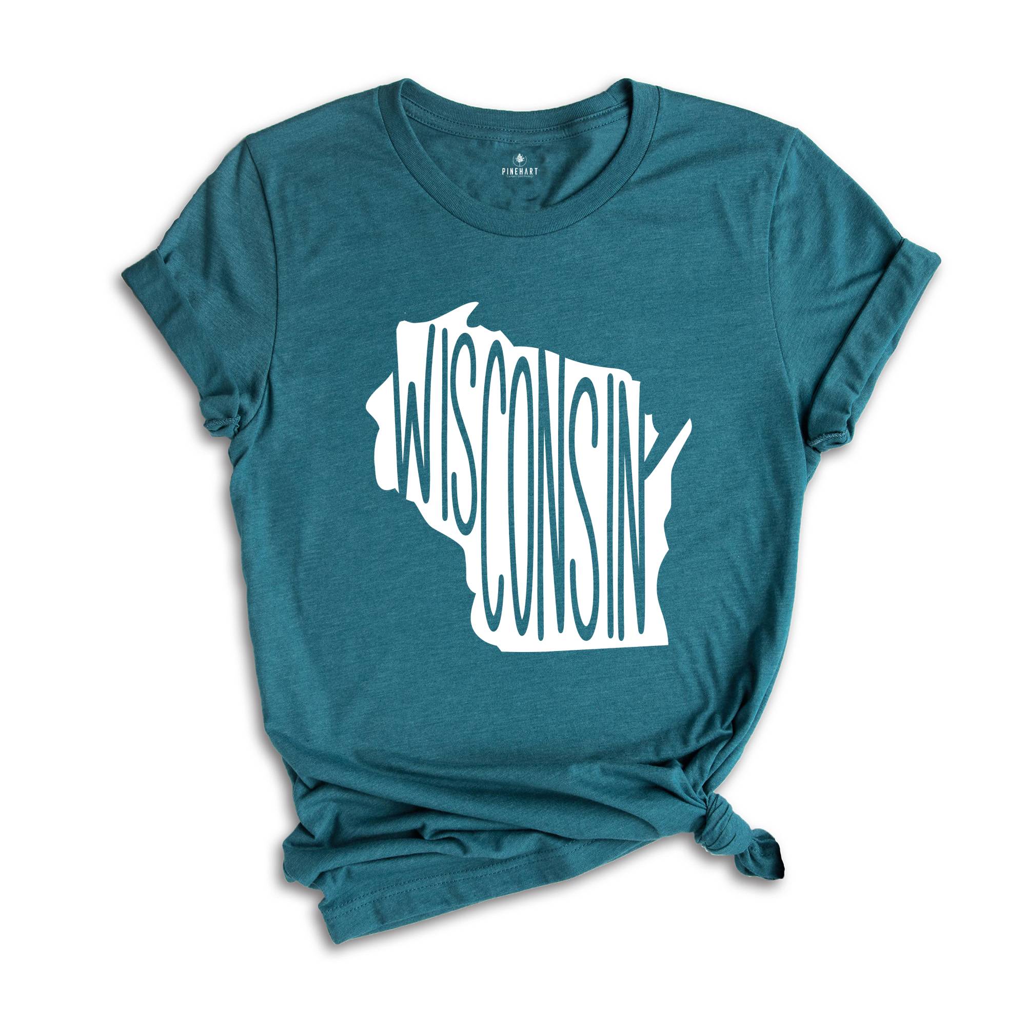 Wisconsin State Shirts, Wisconsin State Map Shirt, Wisconsin Travel Gifts, Wisconsin Clothing, Wisconsin Sweatshirt, Wisconsin Apparel