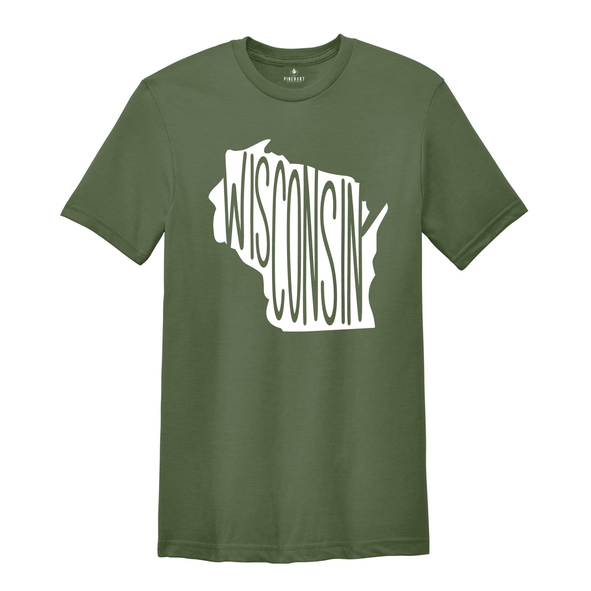 Wisconsin State Shirts, Wisconsin State Map Shirt, Wisconsin Travel Gifts, Wisconsin Clothing, Wisconsin Sweatshirt, Wisconsin Apparel