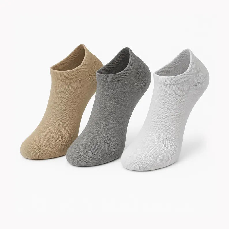 Women's 3-Pack Cotton Ankle Socks: Soft & Breathable Low-Cut Socks