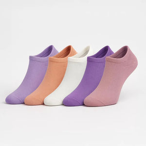 Women's Pastel Ankle Socks 5-Pack: Soft Cotton Blend Low-Cut Socks