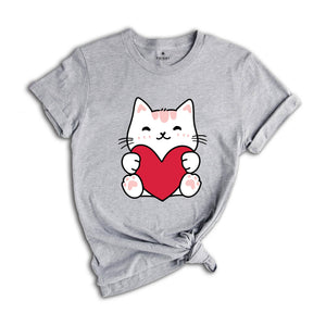 Cat Valentine Day Shirt, Valentines Day Gift, Cat Lover Tee, Cat Mom Tshirt, Valentine Cat Lover Shirt