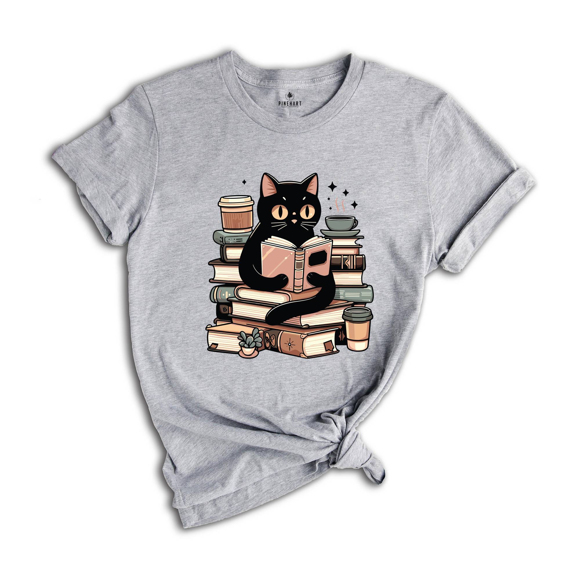 Cats Books Shirt, Cat Shirt, Black Cat Shirt, Cool Cat Shirt, Cat Lover Shirt, Retro Cat Shirt, Teacher Cat Shirt, Books Lover Shirt