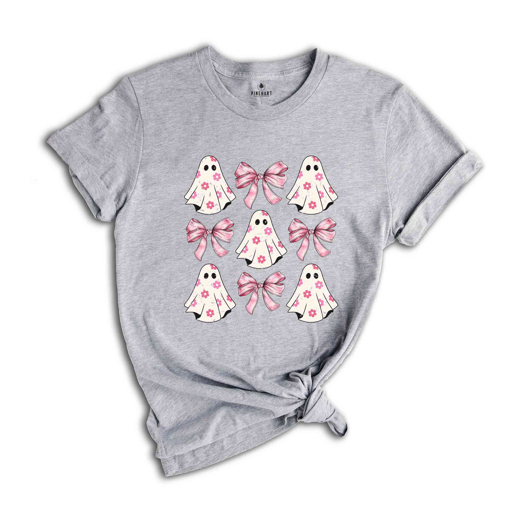 Coquette Halloween Shirt, Coquette Pink Bow Ghost, Cute Ghost Shirt, Pink Coquette Halloween Shirt, Pink Spooky Vibes Shirt