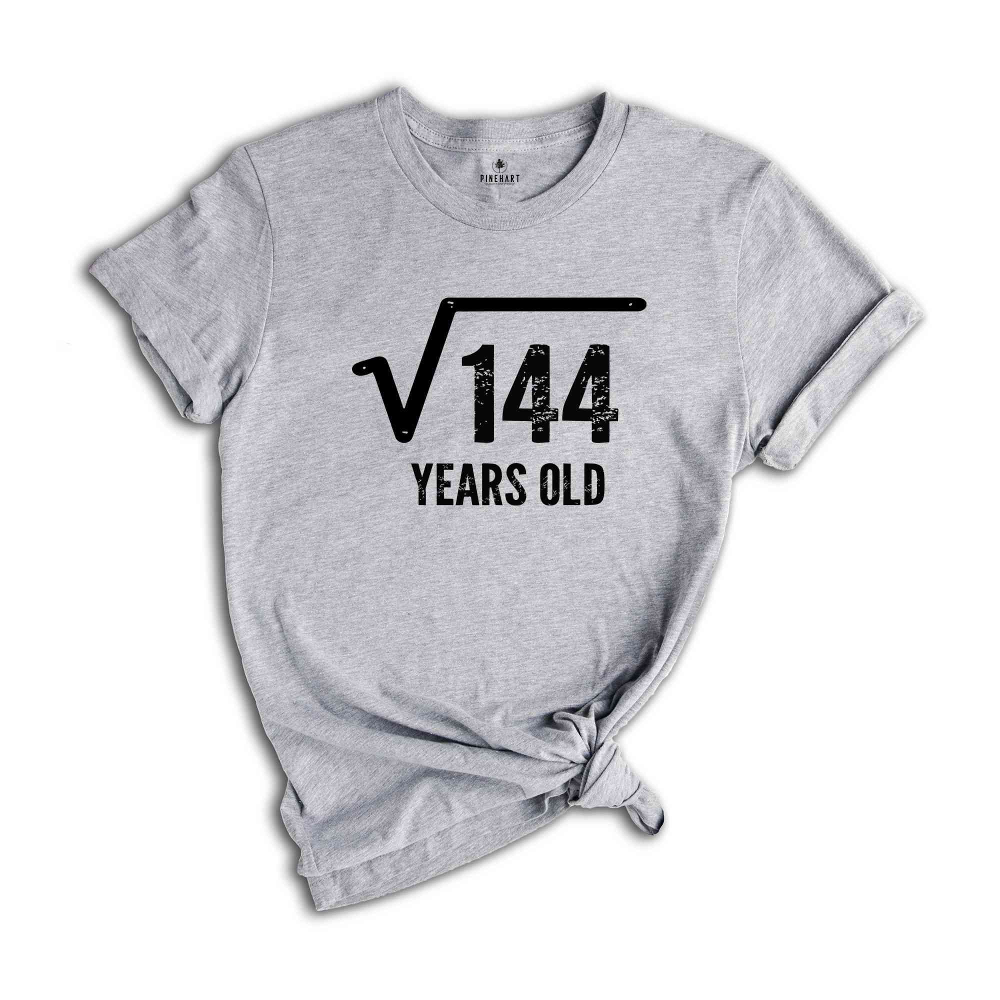 Square Root Of 144 Years Old Shirt, 12th Birthday TShirt, Born In 2012 Shirt, 12th Birthday Gift, 12th Birthday Party Shirt