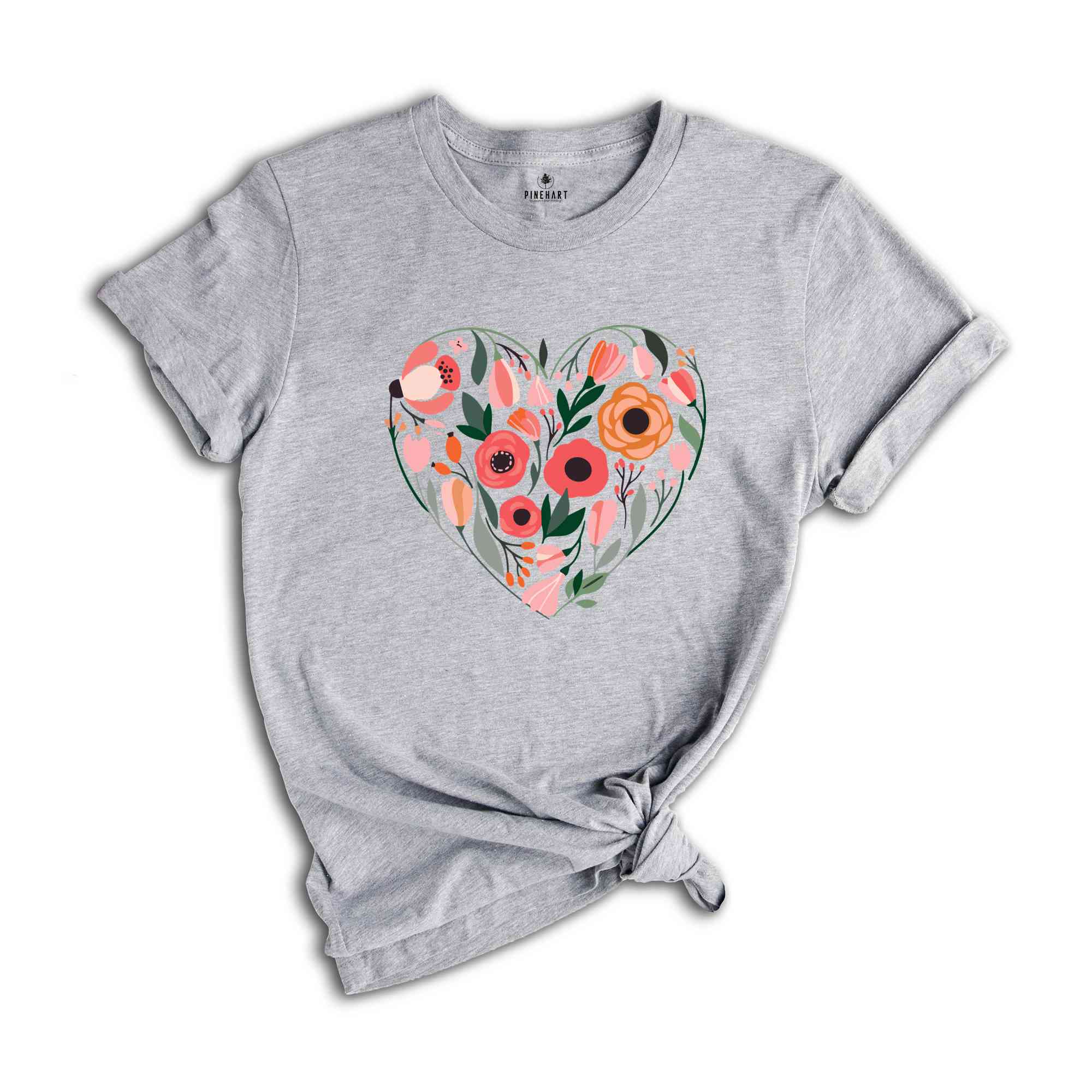 Wildflower Floral Shirt, Flower heart shirt ,Womens Flower Shirt, Botanical Shirt, Nature Lover Shirt, Spring Shirt