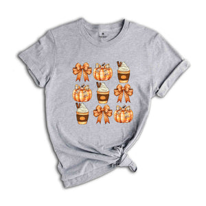 Retro Fall Pumpkin Bow Shirt, Fall Coquette Bow, Autumn Pumpkin Tee, Fall T-Shirt, Autumn Lover Shirt, Autumn Bow Shirt