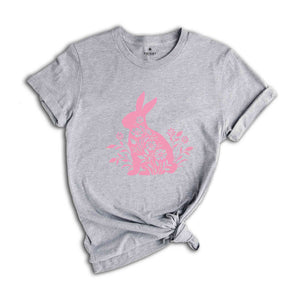 Easter Shirt, Pink Floral Bunny T-Shirt, Floral Bunny Shirt, Happy Easter T-Shirt, Easter Day T-Shirt, Easter Gifts