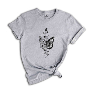 Floral Schmetterling shirt, Nature Tier Liebhaber Tshirt, Selbstliebe Minimalistisches Asthetisches Shirt