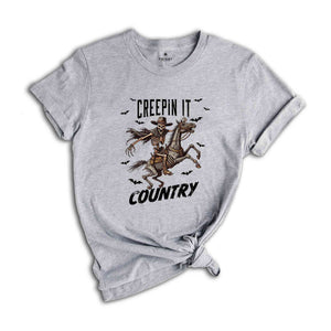 Creepin It Country Shirt, Halloween Skeleton Shirt, Funny Halloween Shirt, Western Halloween Shirt, Spooky Season Shirt, Cowboy Shirt