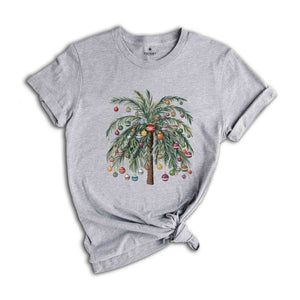 Tropical Christmas Tree Raglan, Palm Tree Holiday Tshirt, Cute Beach Christmas Raglan Shirt, Christmas Palm Tree Shirt