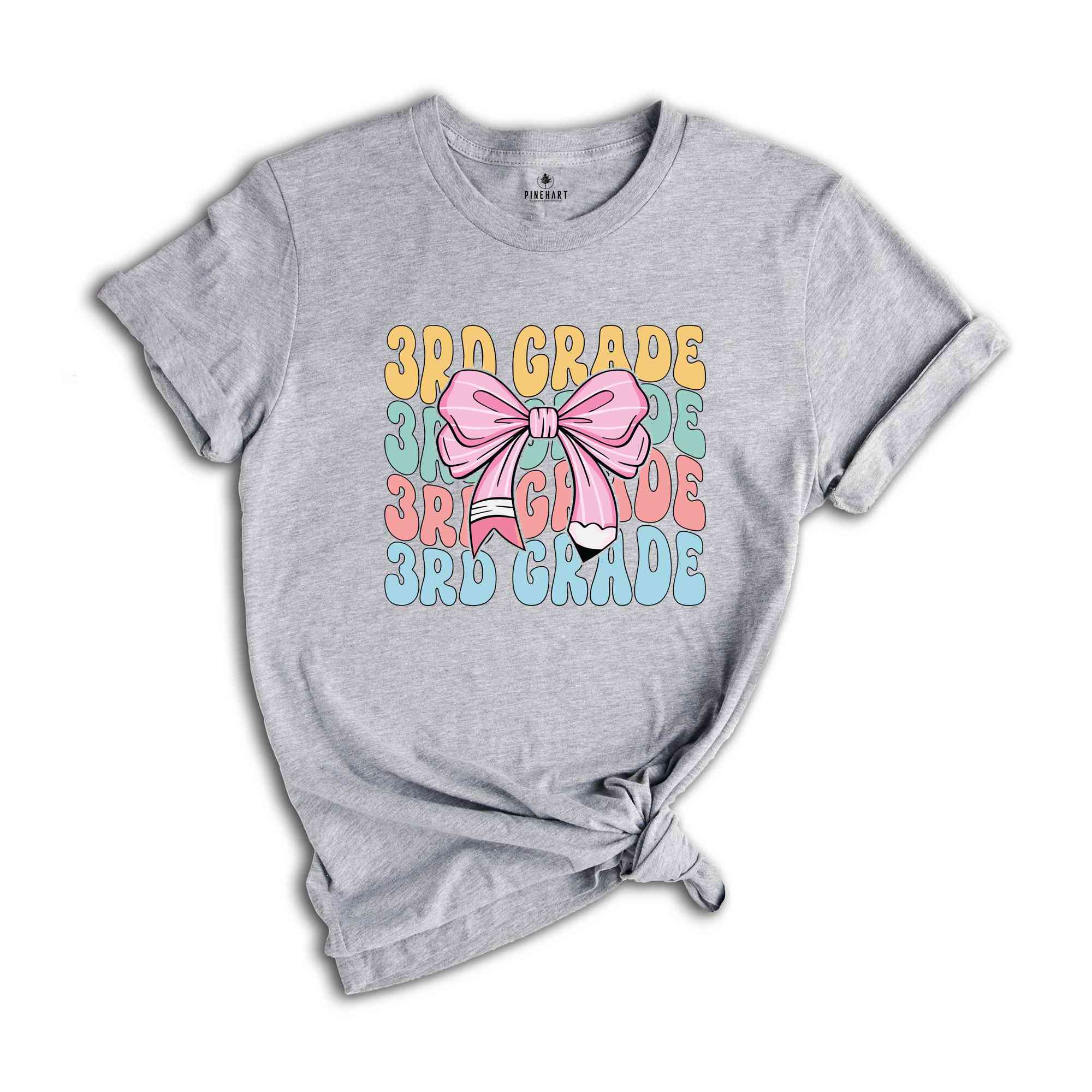 3rd Grade Teacher Coquette Shirt, Teacher Pencil Coquette Bow Shirt, Teacher T-Shirt, Teacher Appreciation Shirt, Gifts For Teachers