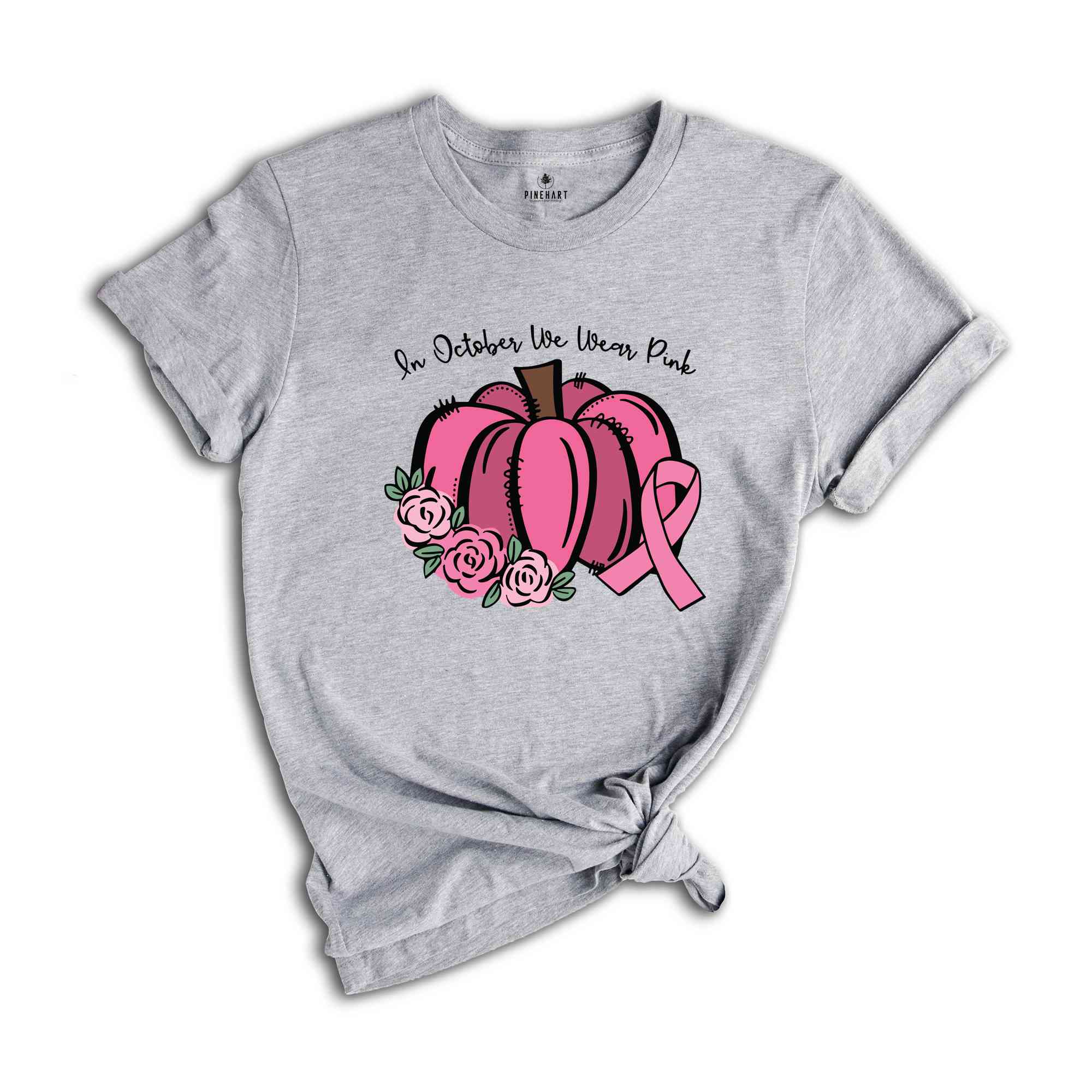 In October We Wear Pink T-Shirt, Breast Cancer Pumpkins, Pink Pumpkins, Breast Cancer Shirt, Cancer Awareness Tee