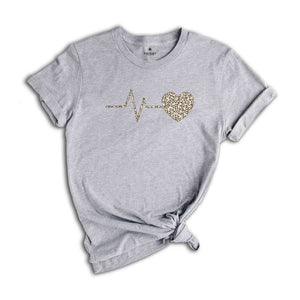 Leopard Heartbeat Shirt, Pulse Shirt, Nurse Shirt, Health Care Shirt, Leopard Heart Shirt, Lifeline Shirt, Cardiogram Shirt