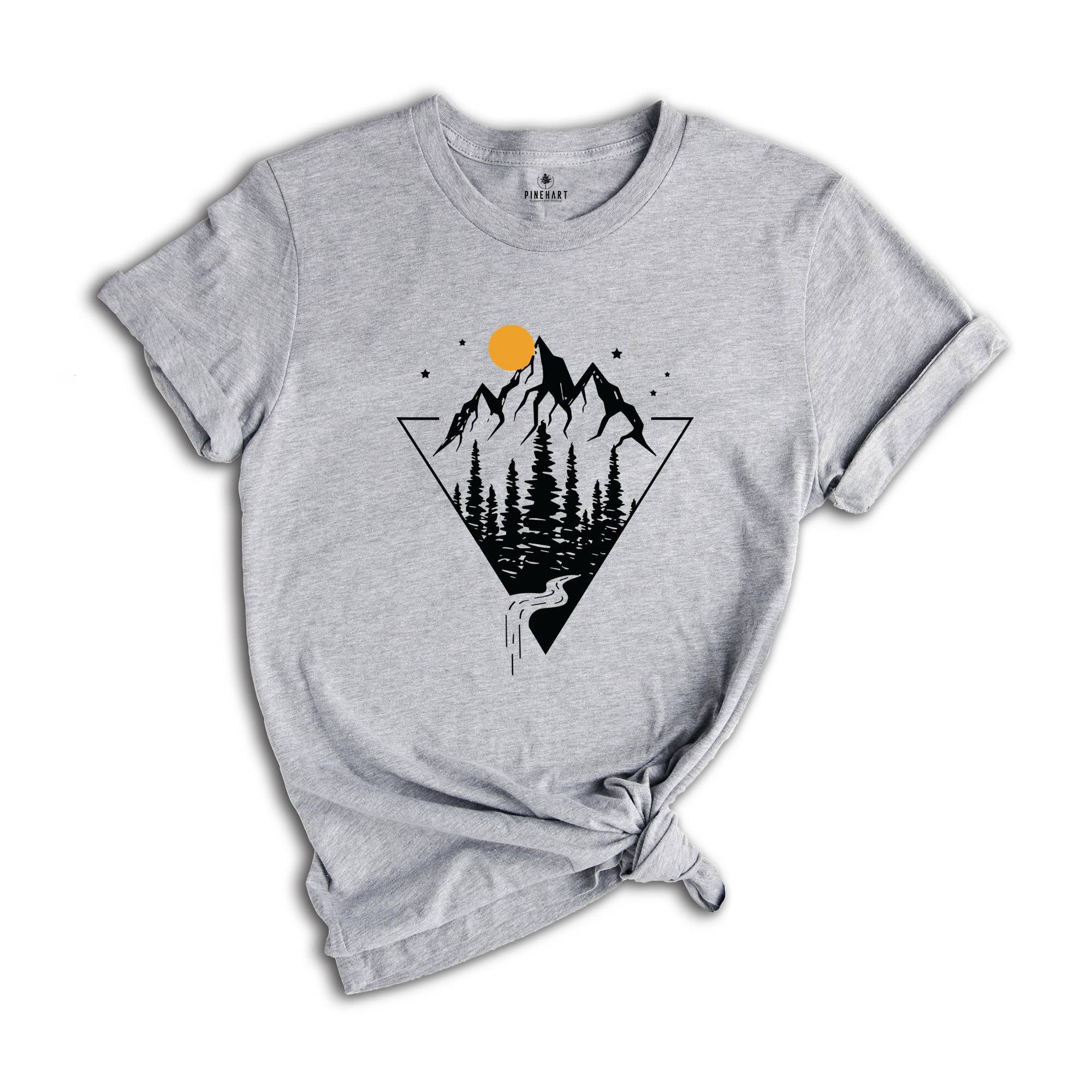 Hiking Shirt, Geometric Shirt, Waterfall Shirt, Mountain Design T-shirt, Nature Shirt, Camping Tee