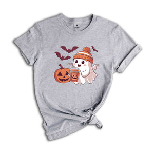 Cute Ghost Halloween Shirt, Fall Coffee Shirt, Mom Shirt, Little Ghost Juice Shirt, Ghost coffee Shirt, Cute Ghost Drinking Shirt