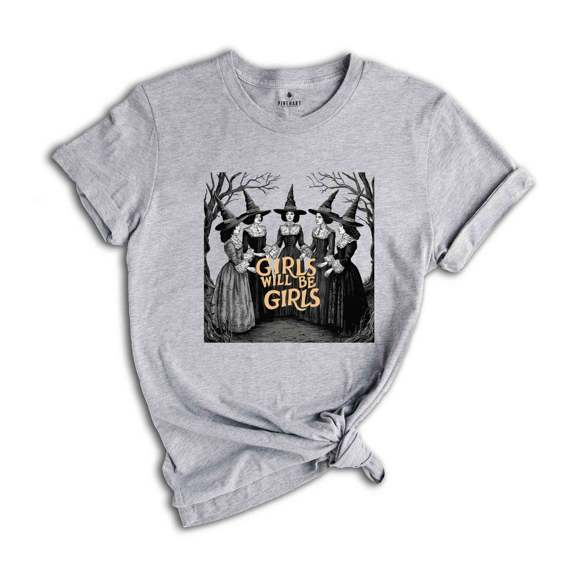 Girls Will Be Girls Witch Shirt, Funny Witch Shirt, Halloween Women Shirt, Witchy Vibes Shirt, Vintage Witchy Halloween Shirt