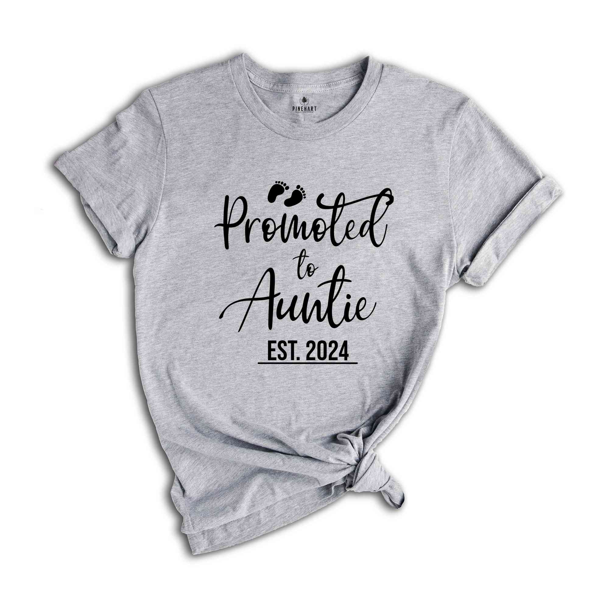 Promoted to Auntie Est 2024 Shirt, New Aunt Shirt, Baby Shower Shirt, Gender Reveal Aunt Shirt, Funny Pregnancy Reveal Shirt, Auntie 2024