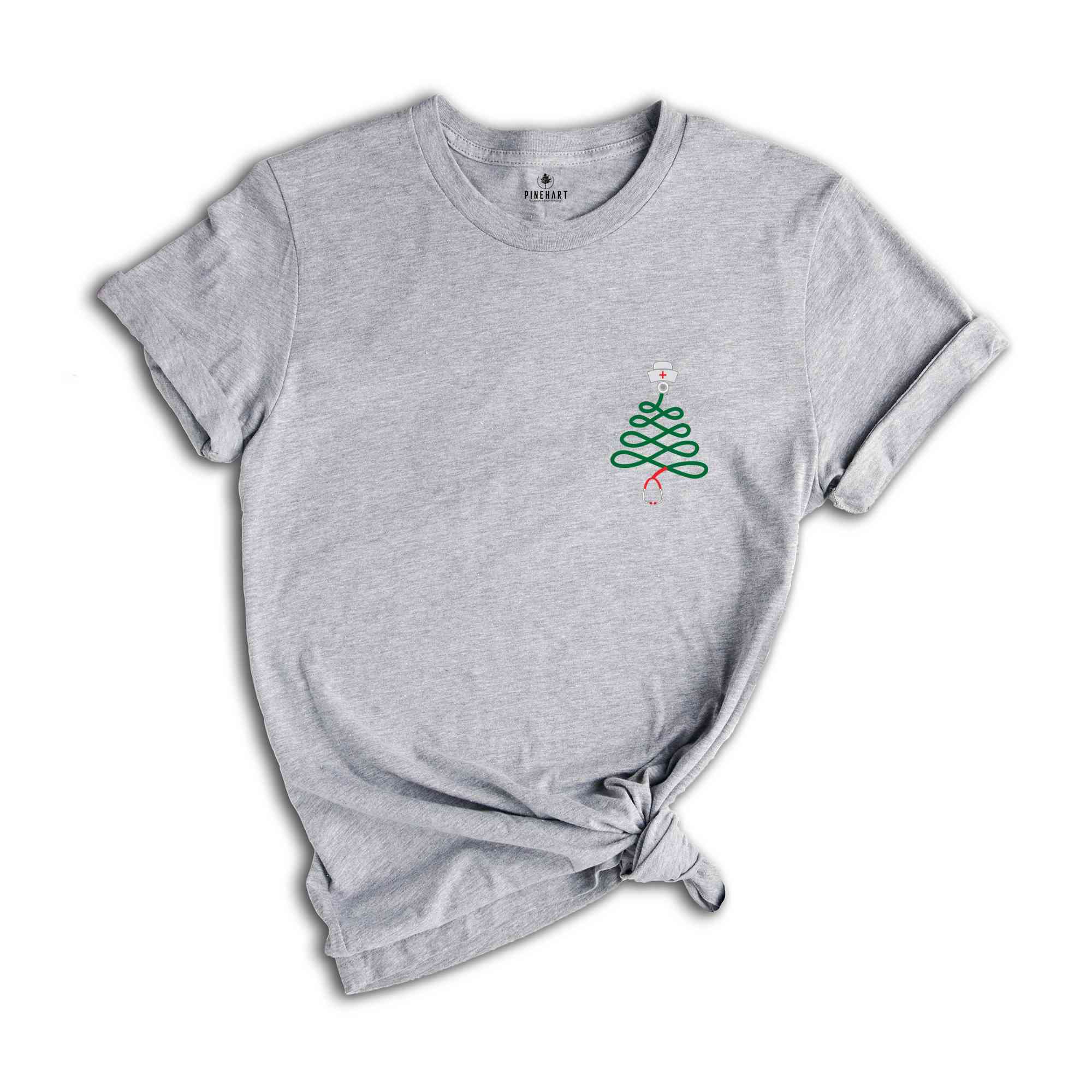 Stethoscope Christmas Shirt, Christmas Tree With Lights T-Shirt, Stethoscope Tree Shirt, Nurse Holiday Gift, Nurse Xmas Shirt