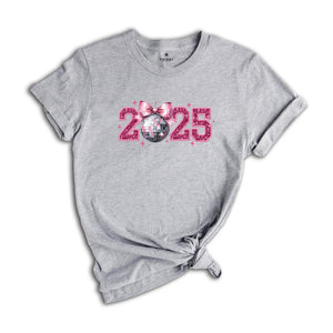 2025 New Years Shirt, Disco Ball T-Shirt, Disco Bow Shirt, Happy New Year 2025 Shirt, Happy New Year Tee