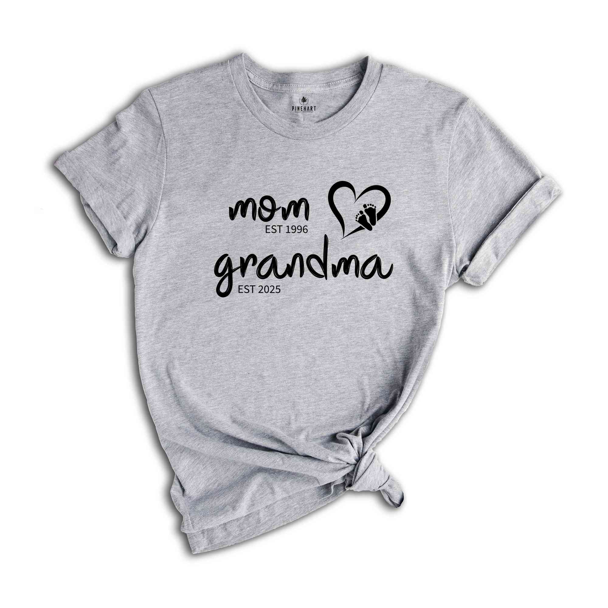 Mom Est Grandma Est Shirt, Grandma Shirt, Mom Grandma Shirt, Pregnancy Announcement Gift, New Grandma Shirt, Pregnancy Reveal