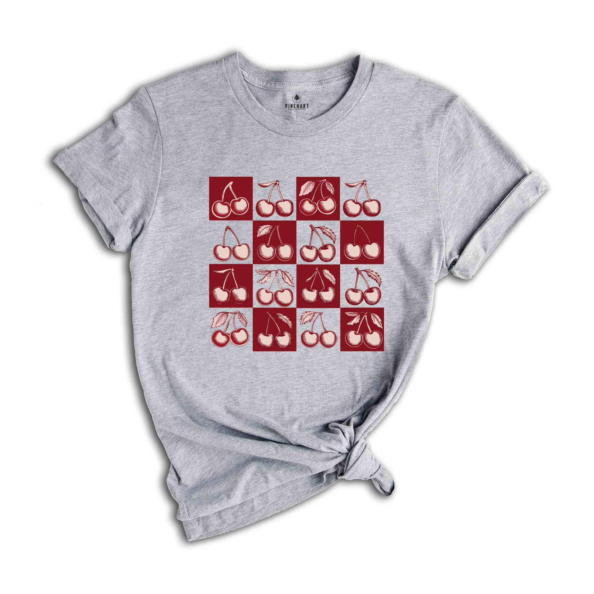 cherry Checkered Shirt, cherry Fruit Shirt, cherry garden foodie lover T-shirt, Cherry Picking Season Shirt