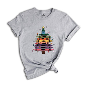 Christmas Crayons Tree Shirt, School Teacher Shirt, Art Teacher Shirt, Cute School Shirt Christmas, Christmas School Shirt, Xmas Teacher Tee