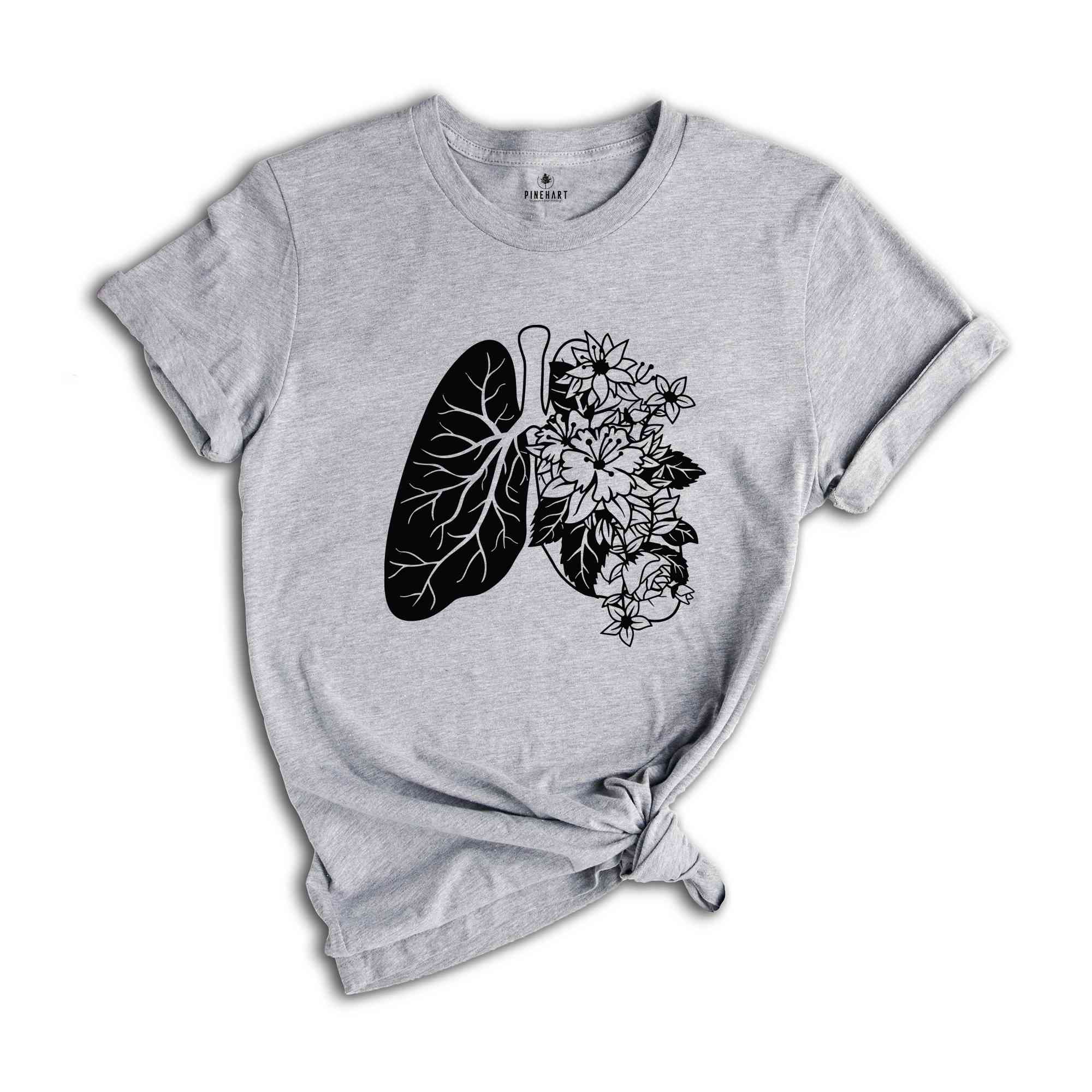 Anatomical Lung Shirt, Therapist Shirt, Floral Lungs Shirt, Respiratory Shirt, Nurse Shirt, Lung T-Shirt, Breathe Shirt