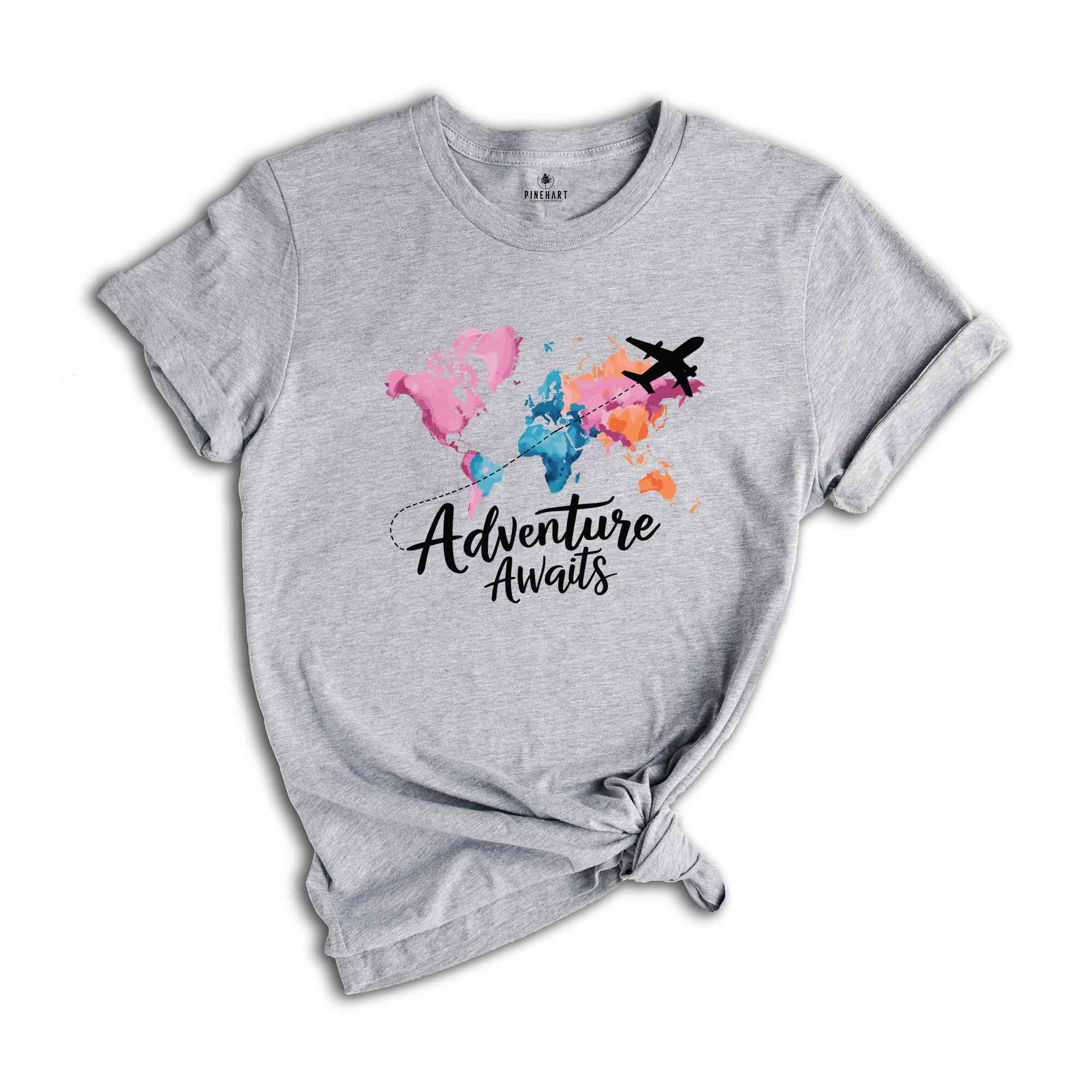 Adventure Awaits T-Shirt, Travel Gift, Vacation Shirt, World Map Shirt, Airplane Mode Shirt, Gifts For Traveler