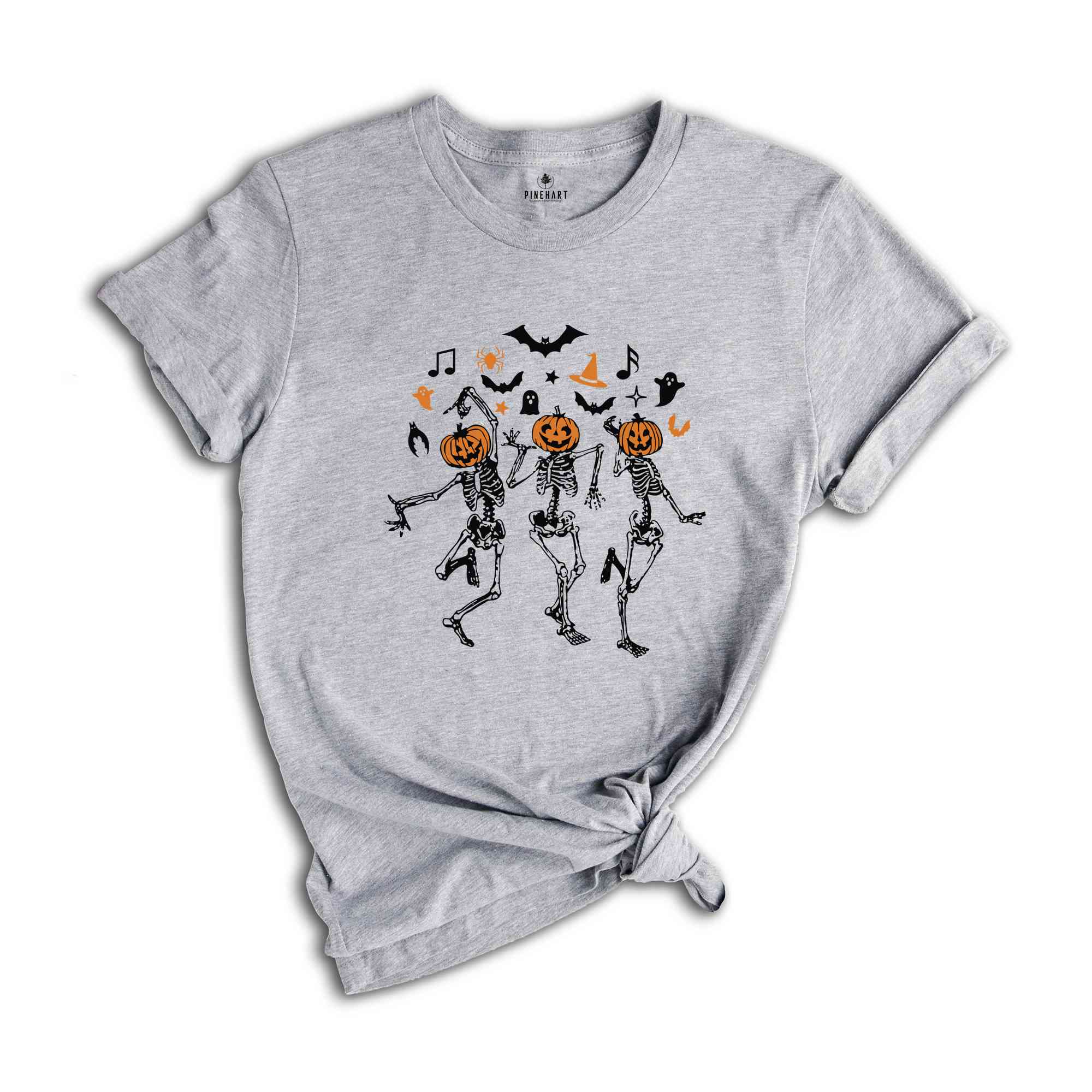 Dancing Skeleton Pumpkin T-Shirt, Retro Halloween Shirt, Halloween Shirt, Cute Fall Shirt, Pumpkin Face Skeleton Tee