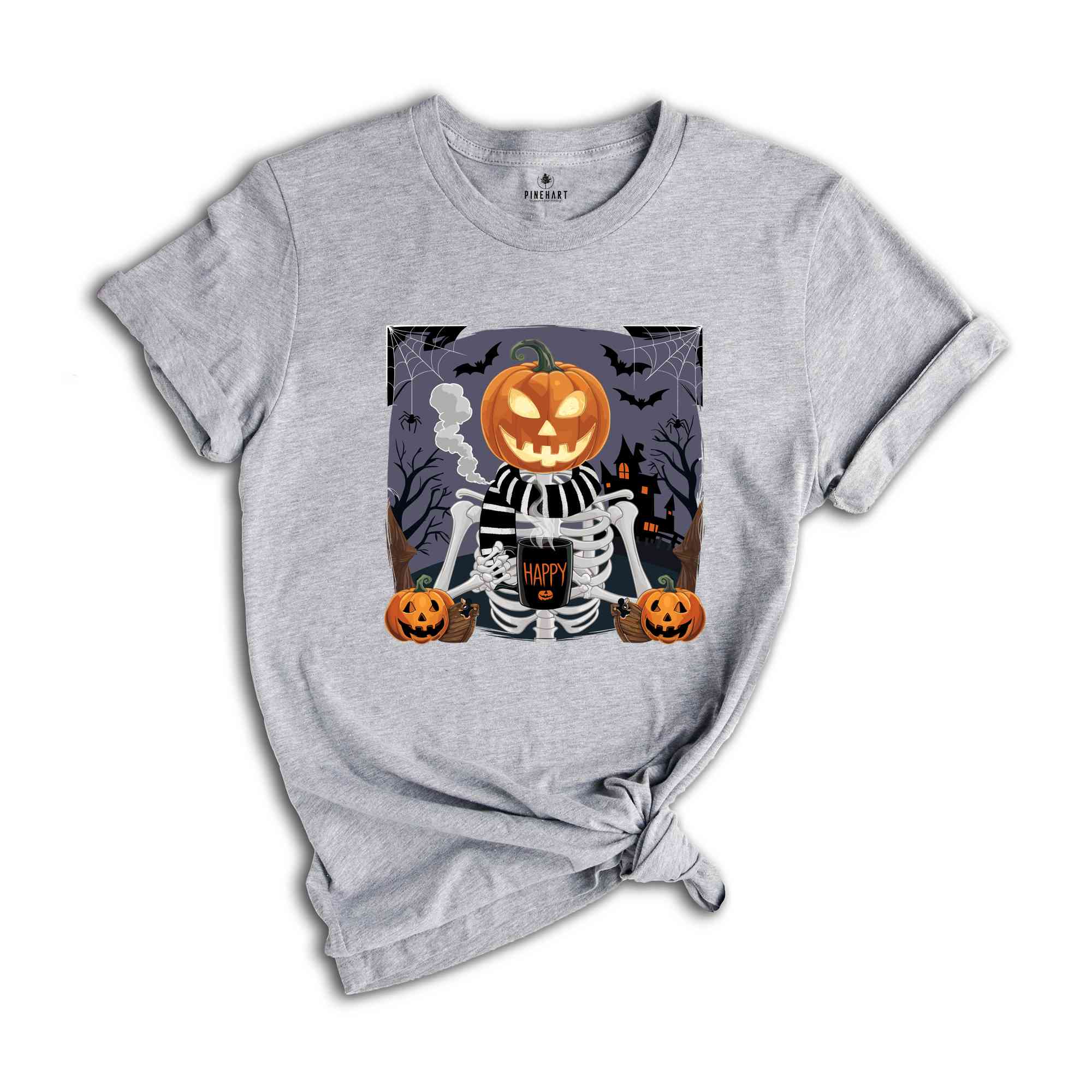 Skeleton Drinking Coffee Shirt, Funny Halloween Shirt, Skeleton Coffee Lover Shirts, Enjoy Pumpkin Shirt, Coffee Lover Tees