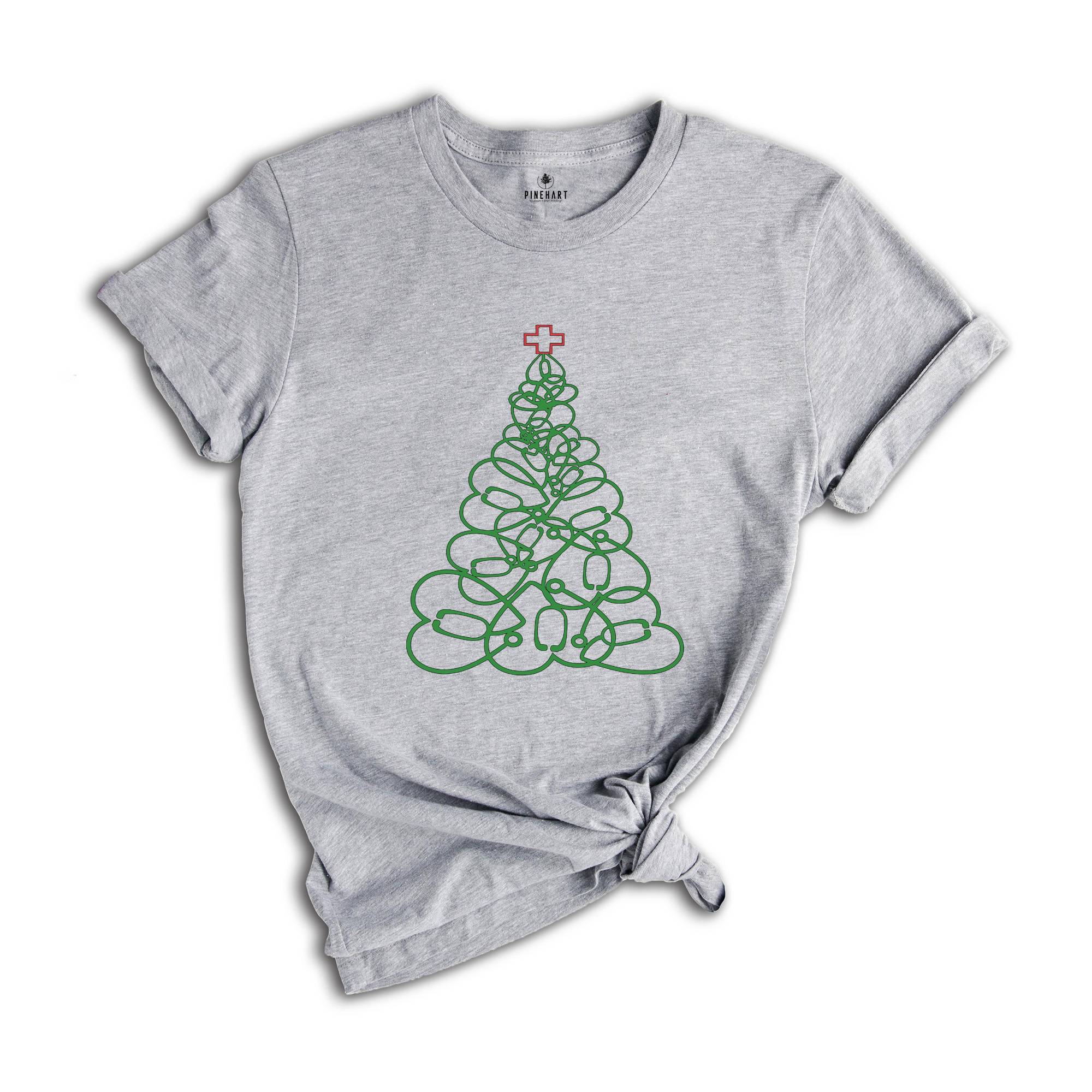 Nurse Christmas Tree T-Shirt, Stethoscope Tree Shirt, Nursing Shirt, Cute Christmas Tee, Christmas Doctor Gift