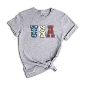 Floral USA Shirt, Retro America Shirt, 4th Of July Shirt, 4th Of July Gift, Patriotic Shirt, Independence Day Tee, America Shirt, Floral Tee