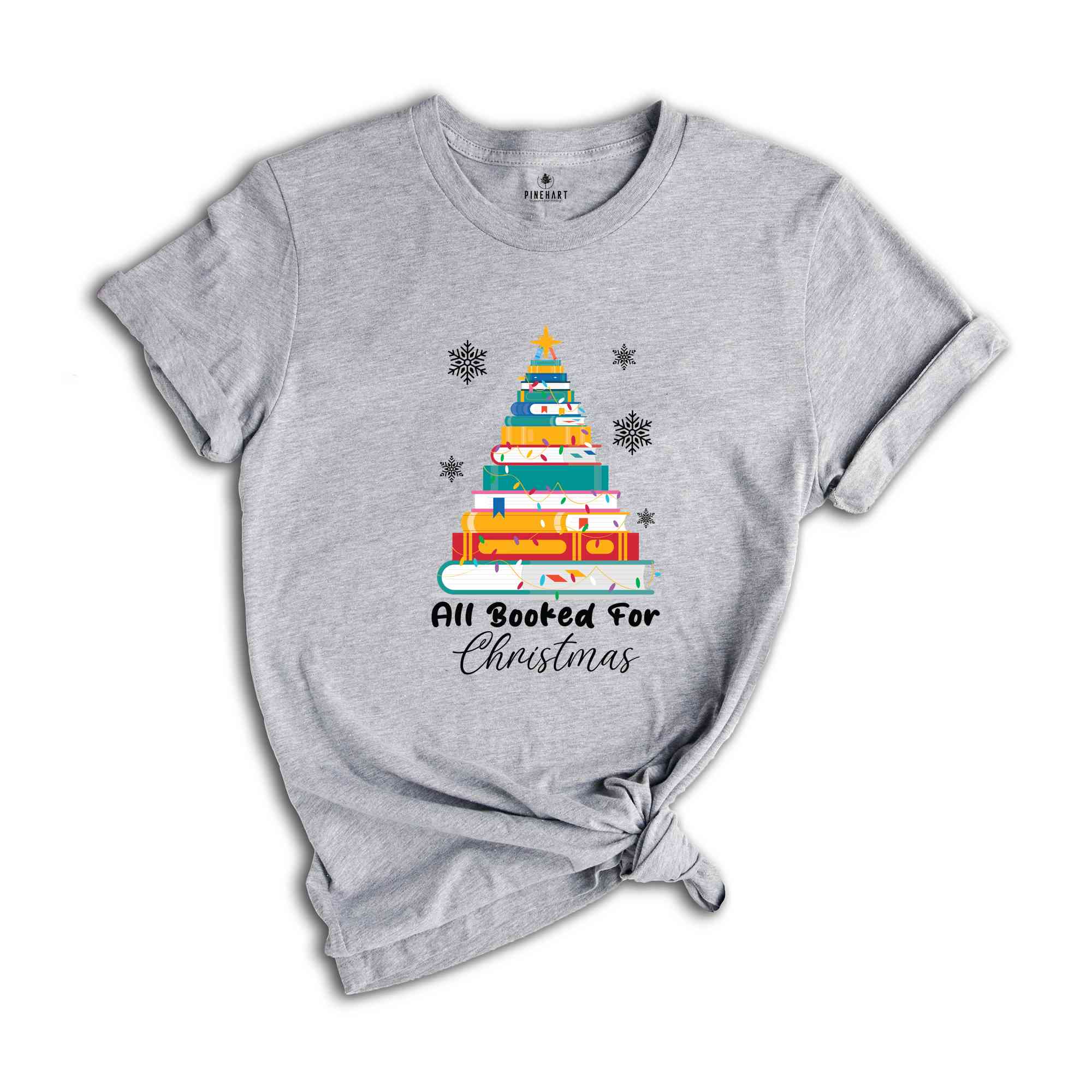 All Booked For Christmas Tee, Christmas Tree Shirt, Christmas Gift for Librarian, Bookworm Christmas Sweater, Book Lovers Christmas Tee