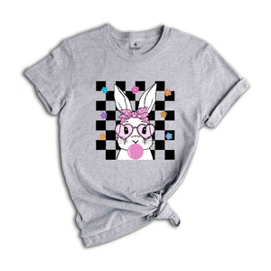 Cute Bunny With Bandana Glasses Bubblegum Shirt, Rabbit Shirt, Easter Rabbit Shirt, Funny Easter Shirt