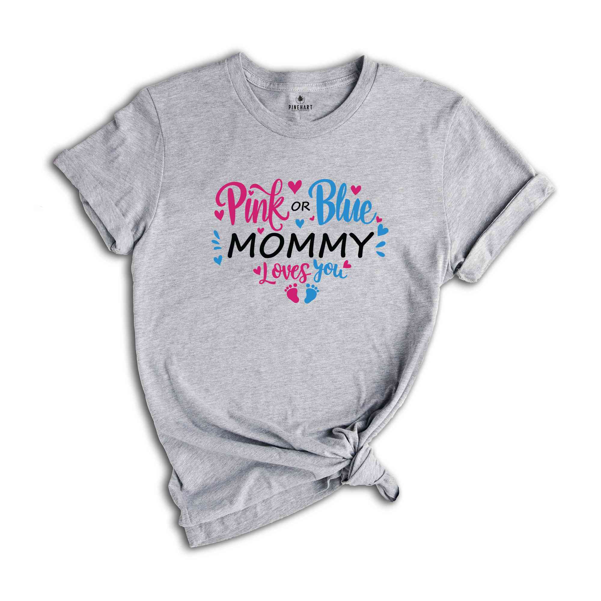 Gender Reveal Party T-Shirts, Pink or Blue Mommy Loves You Shirt, Mommy Daddy Baby Announcement Shirt, Pregnancy Annoucement Gifts