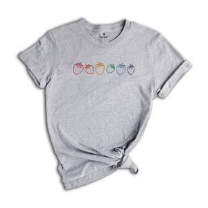 Rainbow Strawberries Shirt, Strawberrie Shirt, Motivational Shirt, Rainbow Heart Shirt, Lgbt Pride Shirt, Pride Parade Shirt