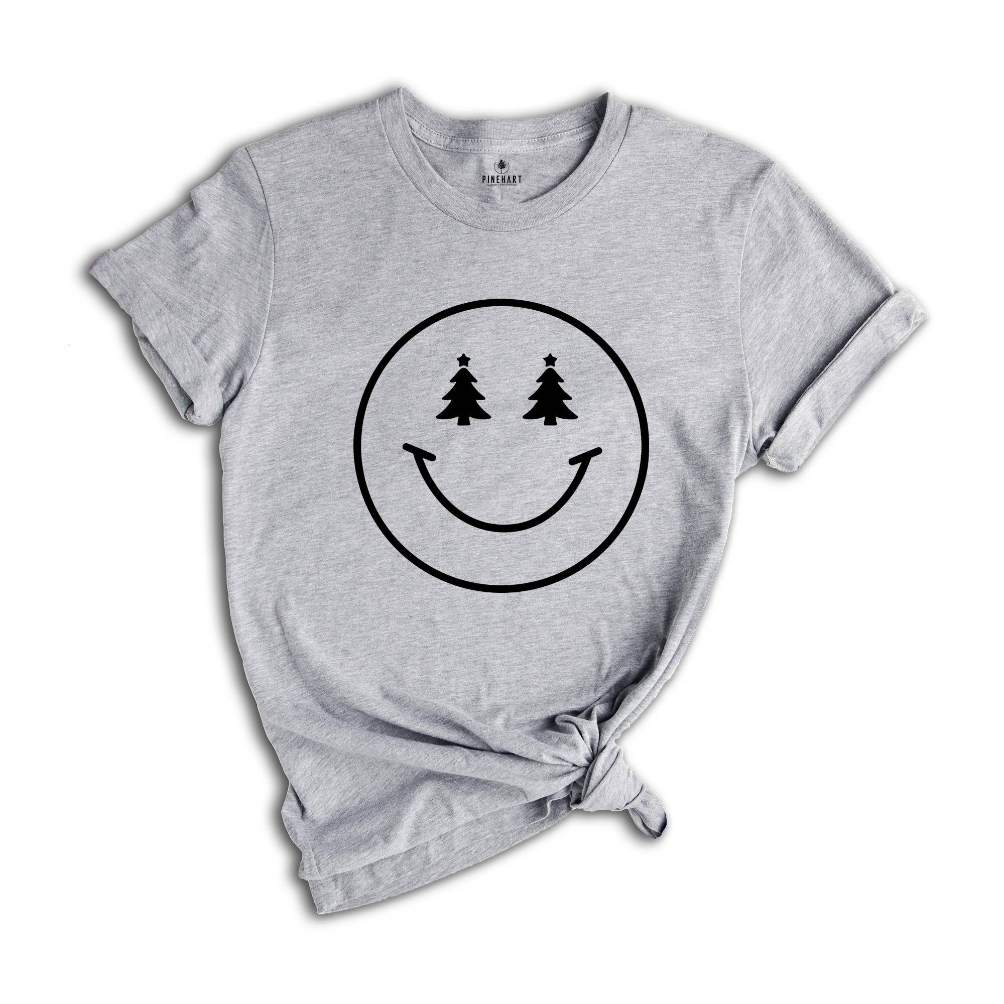 Christmas Happy Face, Smiley Face Shirt, Christmas Tree Shirt, Happy Face Tree, Merry Christmas Tee, Funny Holiday Apparel