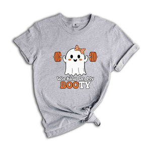 Working On My Booty Shirt, Women Halloween Shirt, Spooky Season Shirt, Cute Halloween Tee, Fitness Shirt, Gym Girl Shirt, Funny Halloween Te