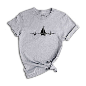 Sailing Heartbeat Shirt, Sailing Shirt, Sailing Gift, Captain TShirt, Boating Shirt, Sailing Lover Tee, Lake Life Shirt, Beach Shirt