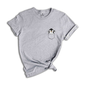 Penguin Shirt, Animal Lover Shirt, Pocket Penguin Shirt, Penguin Lover Gift, Cute Penguin In Pocket Shirt