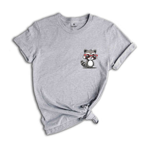 Pocket Raccoon Shirt, Cute Animal T-Shirt, Raccoon With Glasses, Raccoon Lover Shirt, Raccoon Gift, Raccoon Sweatshirt