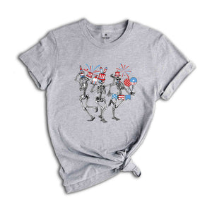 4th Of July Dancing Skellies, Funny 4th Of July Shirts, Dancing Skeleton Shirt, American Flag Shirt, 4th Of July Gifts