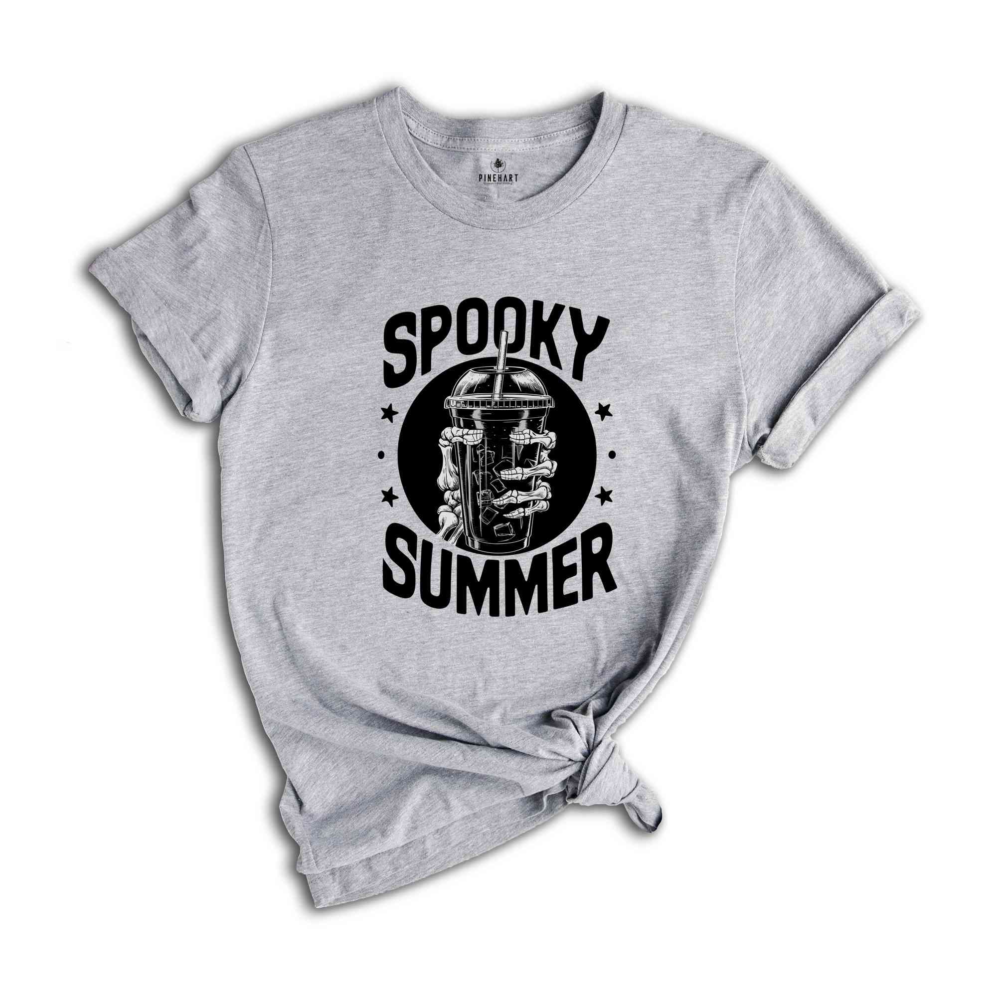 Spooky Summer Shirt, Summer Vibes Skeleton Shirt, Coffee Lover Shirt, Trendy Shirt, skeleton hand shirt, summer shirt, spooky season shirt