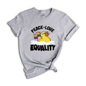 Peace Love Equality Duck Gay Pride Lgbt Shirt, Cute LGBT Shirt, LGBTQ Pride Shirt, Pride Ally Shirt, Pride Flag Shirt, Gay Shirt