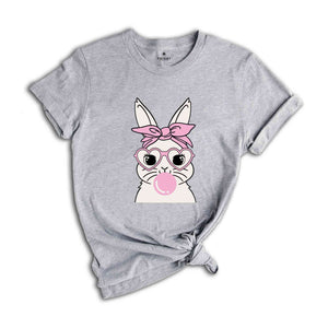 Bunny With Glasses Shirt, Easter Tshirt, Ladies Easter Bunny Tee, Easter Day Gift, Bunny With Glasses Tee