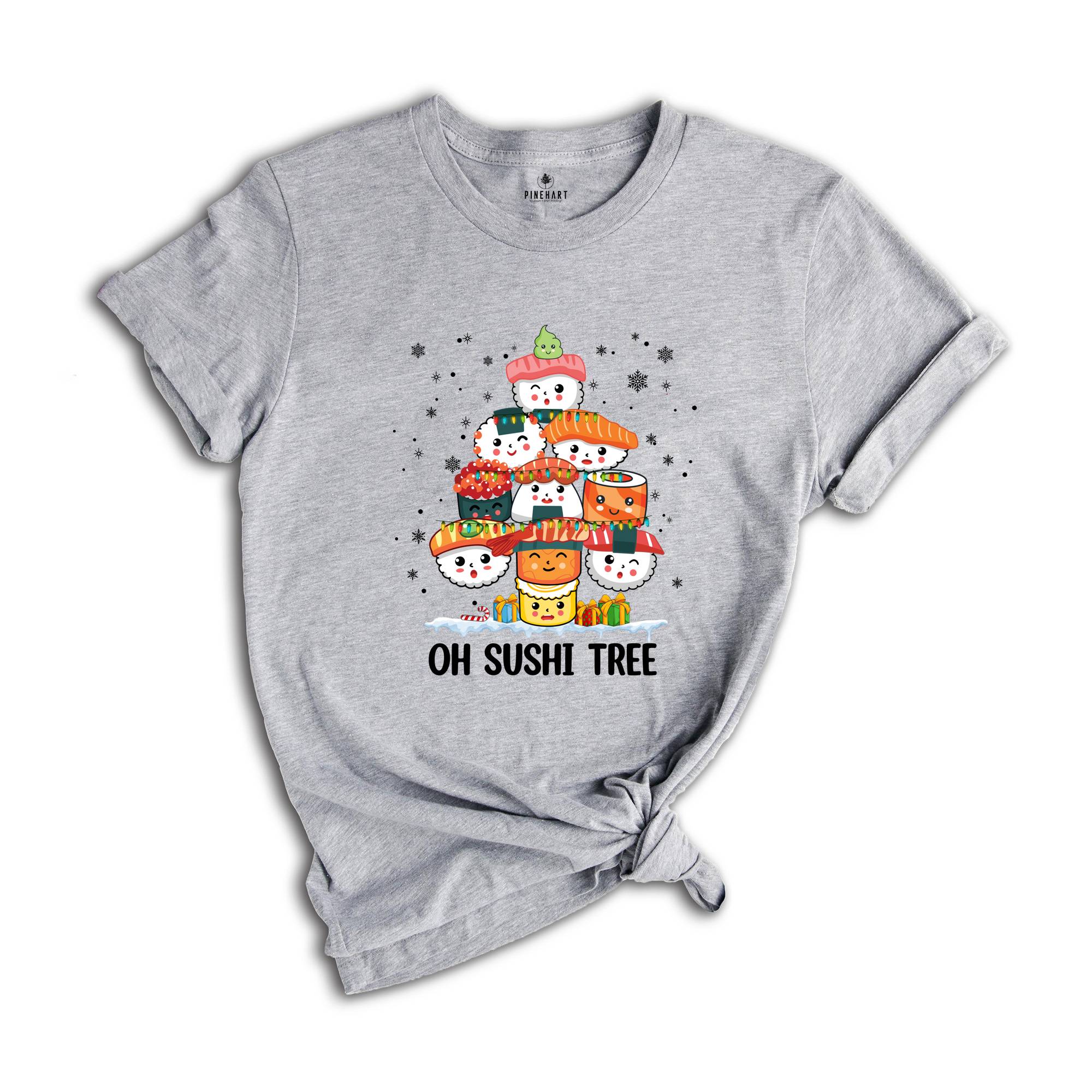 Christmas Oh Sushi Tree T-Shirt, Cute Sushi Gift, Christmas Gift, Japanese Cuisine Sushi Lover Gift, Foodie Shirt, Xmas Sweatshirt