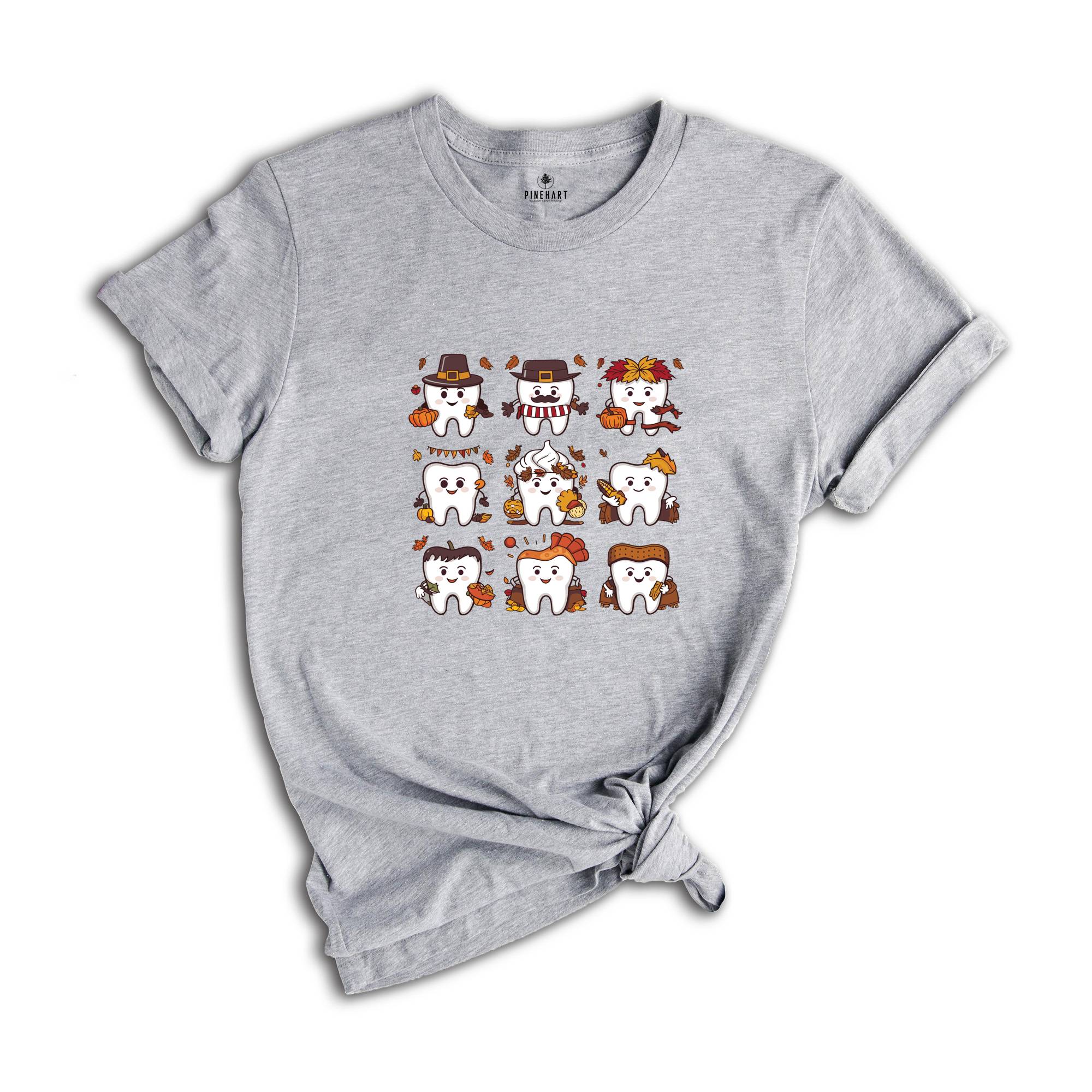 Thanksgiving Dentist Shirt, Thanksgiving Day Tee, Tooth Tee, Tooth In Autumn Tee, Fall Season Tee, Cute Teeth Gift, Toothbrush Shir